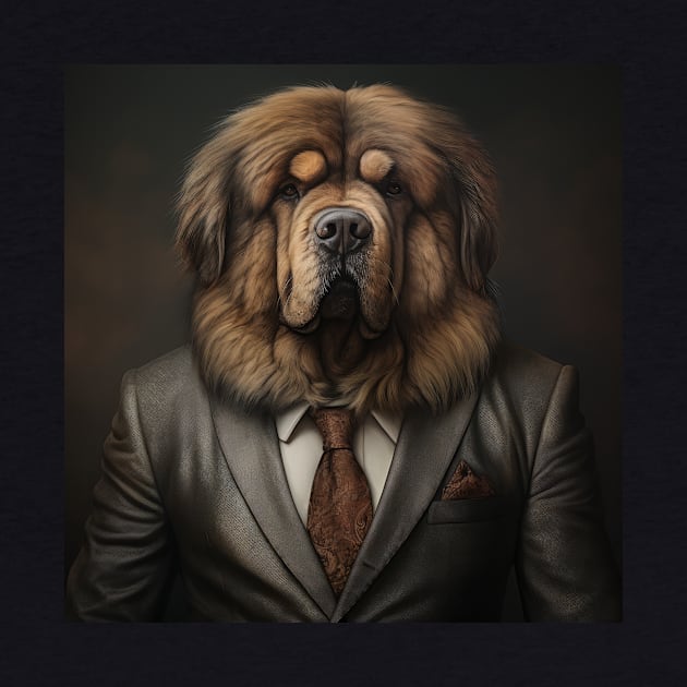 Tibetan Mastiff Dog in Suit by Merchgard